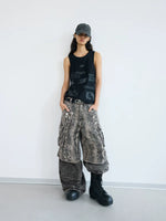 Faux Two-Piece Snake Print Cargo Pants 5