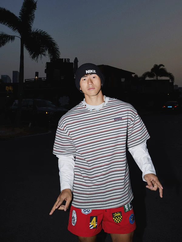Faux Two-Piece Striped Long-Sleeve T-Shirt 4