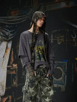 Faux Two-Piece Vintage Graphic Henley T-Shirt 2