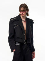 Faux Two-Piece Zipper Detail Crop Jacket 3