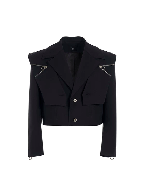 Faux Two-Piece Zipper Detail Crop Jacket 5