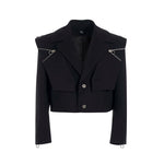 5898439254424,5898439254425,5898439254426,5898439254427, Faux Two-Piece Zipper Detail Crop Jacket