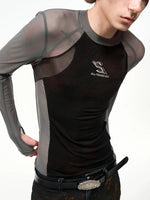 Fitted Mesh Patchwork Long-Sleeve T-Shirt 2