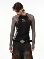 Fitted Mesh Patchwork Long-Sleeve T-Shirt 3