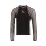 5768857060904,5768857060905,5768857060906,5768857060907, Fitted Mesh Patchwork Long-Sleeve T-Shirt