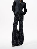 Five-Button Distressed Flare Jeans 2