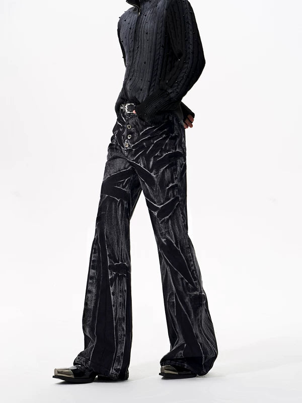 Five-Button Distressed Flare Jeans 3