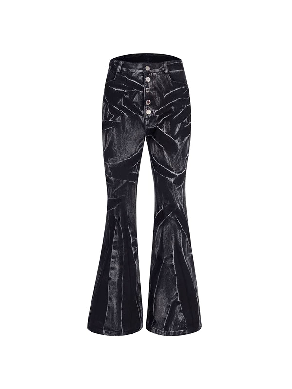 Five-Button Distressed Flare Jeans 5