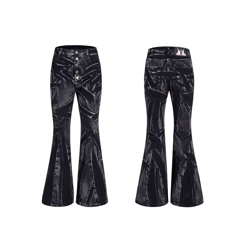 5927752944118,5927752944119,5927752944120,5927752944121, Five-Button Distressed Flare Jeans