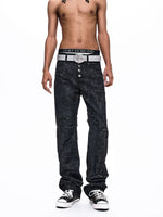 Five-Button Ripped Straight Leg Denim Pants 4