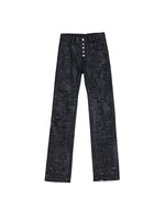 Five-Button Ripped Straight Leg Denim Pants 5