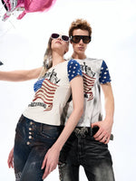 Flag Rhinestone Print Slim Fit T-Shirt 4