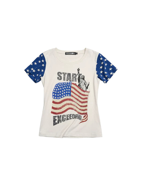 Flag Rhinestone Print Slim Fit T-Shirt 5