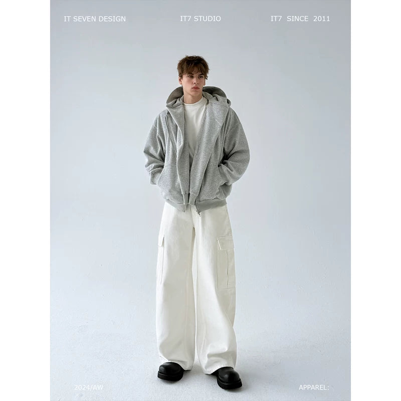 Fleece Faux Layered Zip Up Hoodie 1