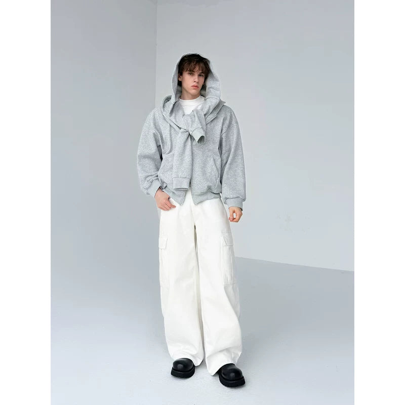 Fleece Faux Layered Zip Up Hoodie 4