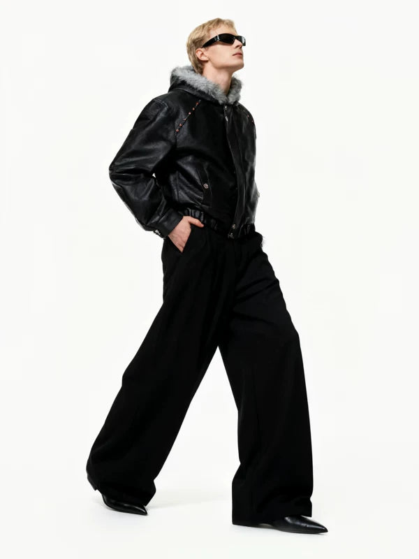 Fleece-Lined Hooded Leather Jacket 3