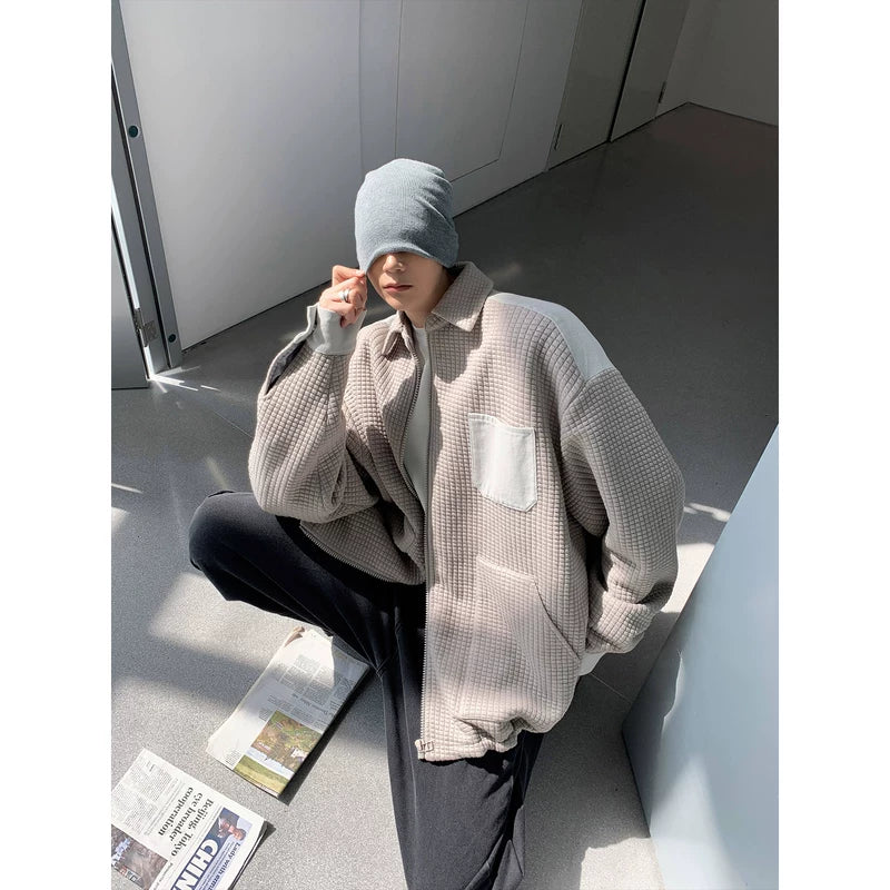 Fleece-Lined Waffle Knit Zip Jacket 4