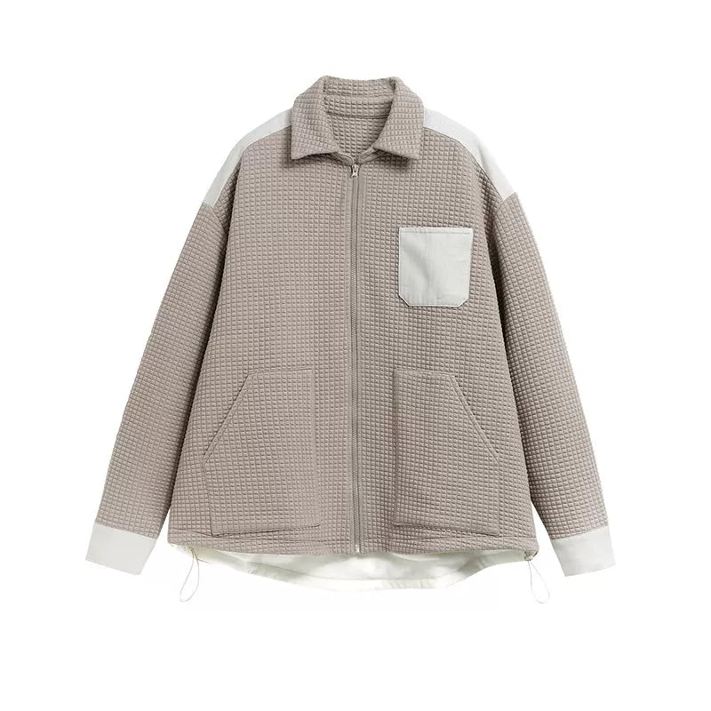 Fleece-Lined Waffle Knit Zip Jacket 5