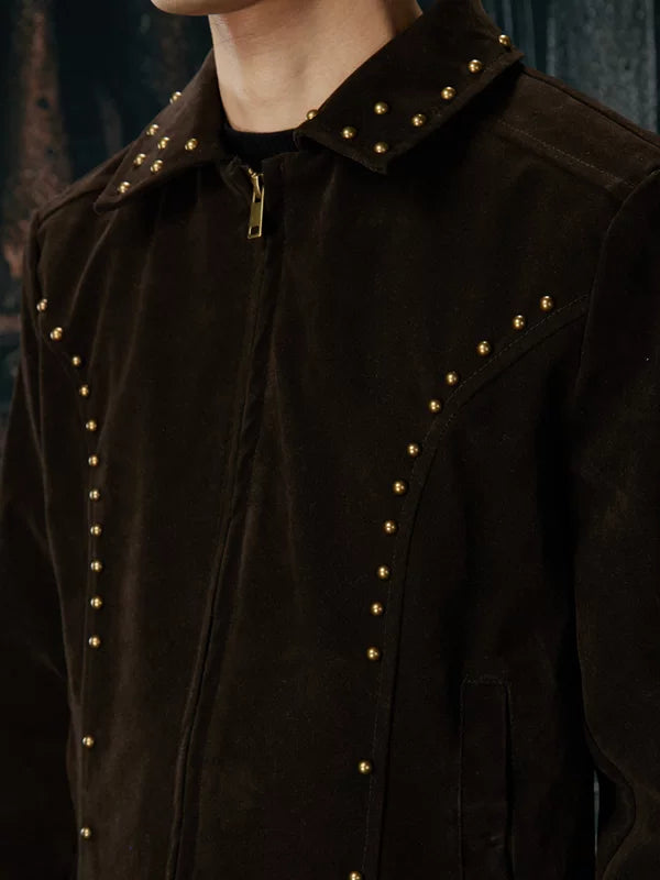 Flocked Retro Slim Fit Rivet Jacket 3