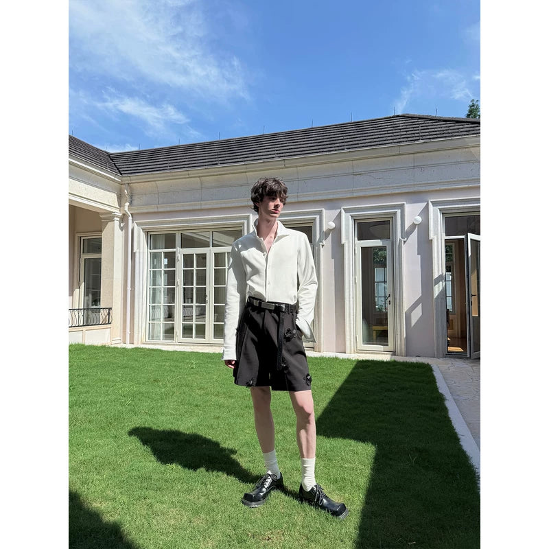 Floral 3D Beaded Tailored Shorts Pants 3