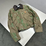 Floral Embroidered Denim Jacket with Leather Collar 2