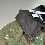 Floral Embroidered Denim Jacket with Leather Collar 4