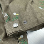 Floral Embroidered Denim Jacket with Leather Collar 5