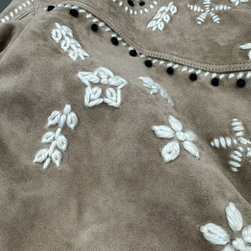 Floral Embroidered Suede Sheepskin Jacket 5