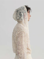 Floral Lace Hooded Button-Down Shirt 3