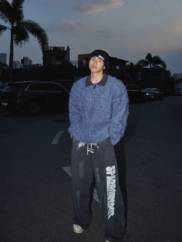 Fluffy Knit Polo Sweater Loose Fit 2