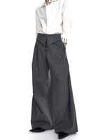 Foldable Waistband Striped Wide Leg Pants 3