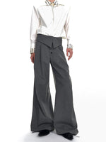 Foldable Waistband Striped Wide Leg Pants 4