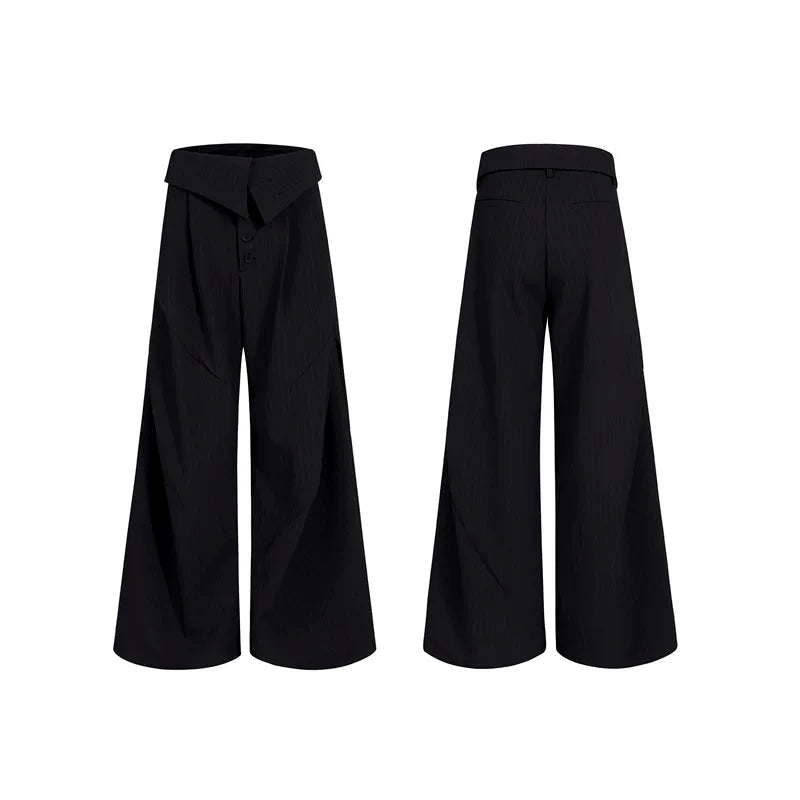 5931341224408,5931341224409,5931341224410,5931341224411, Foldable Waistband Striped Wide Leg Pants