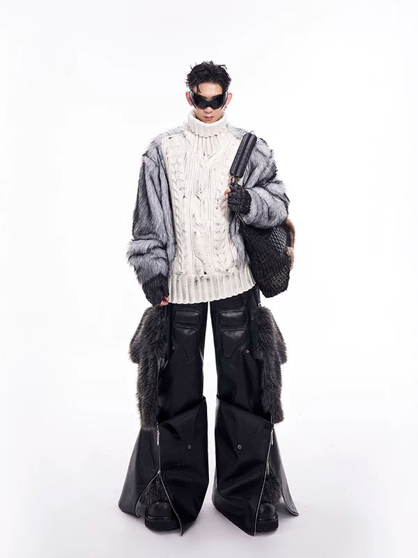 Fur-Trimmed Turtleneck Sweater 2