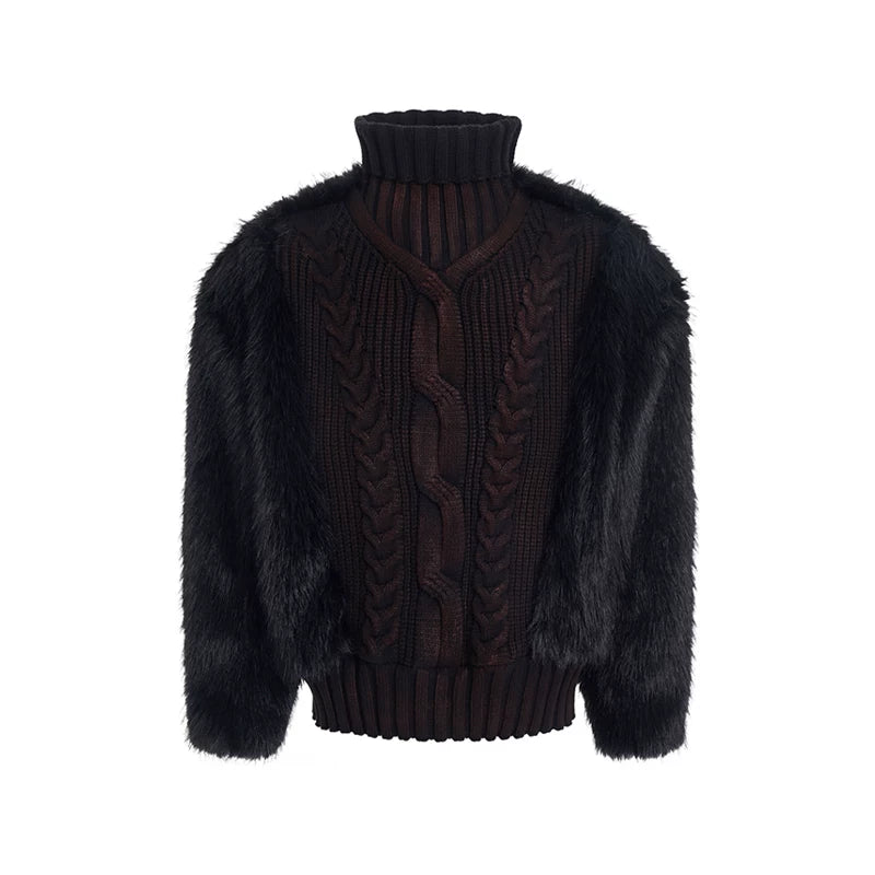 5823801171981,5823801171982,5823801171983,5823801171984, Fur-Trimmed Turtleneck Sweater