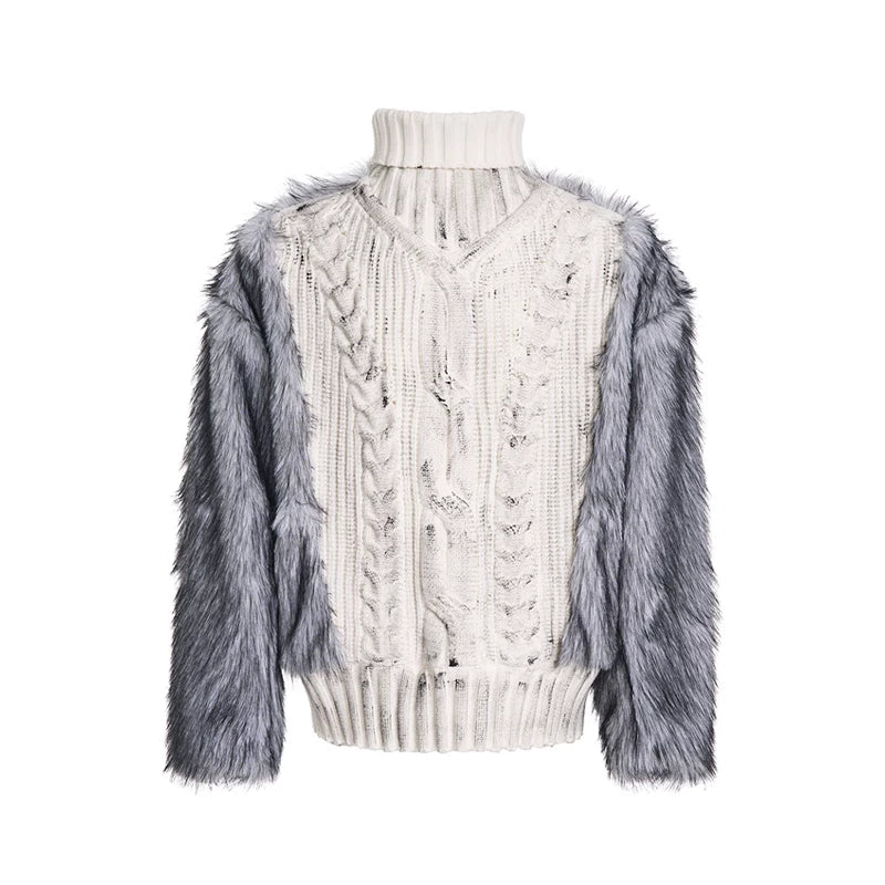 5823801171985,5823801171986,5823801171987,5823801171988, Fur-Trimmed Turtleneck Sweater