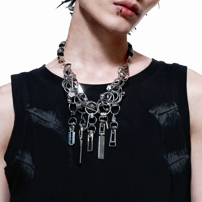 5571063905644, Futuristic Chain Choker Necklace