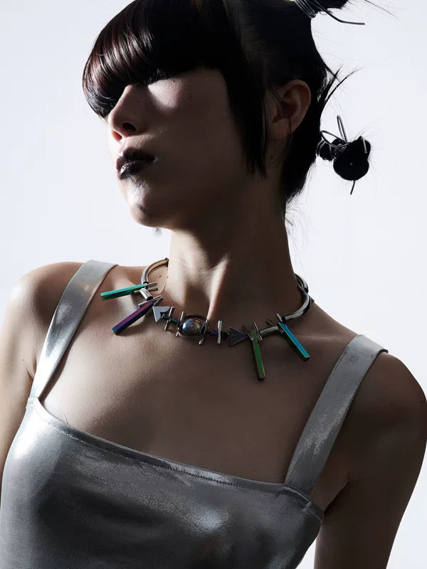 Futuristic Geometric Choker Necklace 2