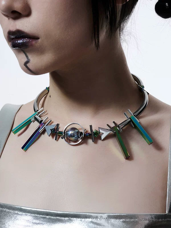 Futuristic Geometric Choker Necklace 3