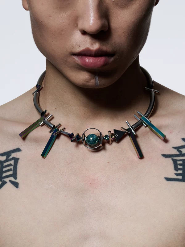 5294339278738, Futuristic Geometric Choker Necklace