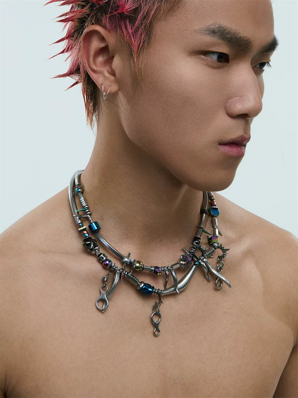 Futuristic Multi-Layered Statement Choker Necklace 3