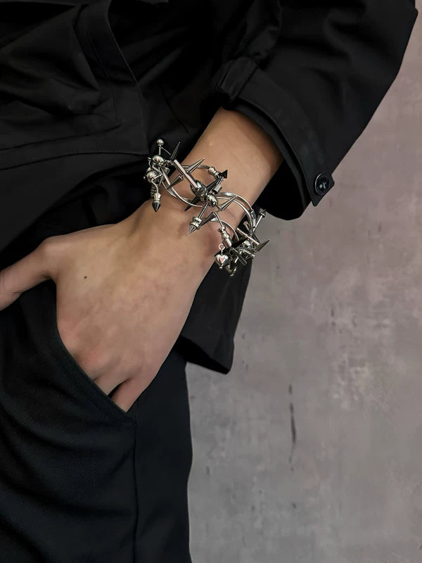 Futuristic Punk Hollow-Out Spike Bracelet 4