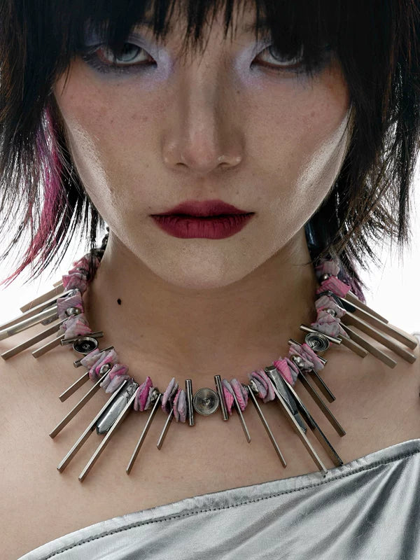 Futuristic Seashell Beaded Necklace 1
