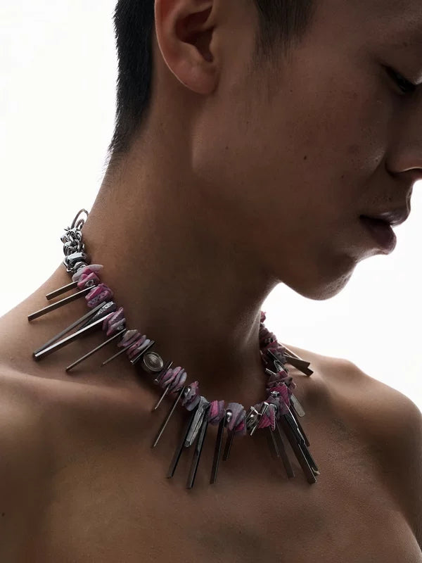 Futuristic Seashell Beaded Necklace 3