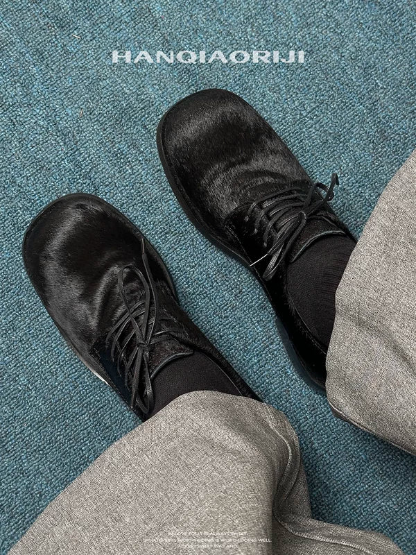 Genuine Leather Horse Hair Derby Shoes 1