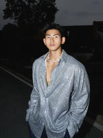 Glitter Button-Down Long Sleeve Shirt 1