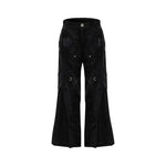 6204944614549,5503368244338,5503368244339,5503368244340, Glossy Deconstructed Flared Pants With Buckles