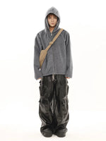 Glossy Wide-Leg Cargo Leather Pants 4