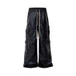 5186767921738,5186767921739,5186767921740,5186767921741, Glossy Wide-Leg Cargo Leather Pants