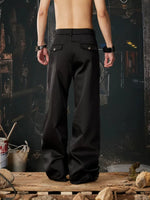 Glossy Wide Leg Multi-Button Pants 3